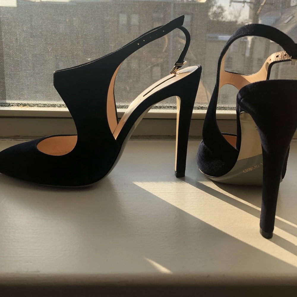 Giorgio Armani navy suede heels